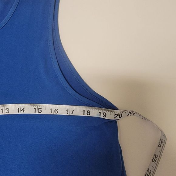 Women's L Gyft Deep Sea Blue Keyhole Sleeveless Blouse - Picture 7 of 8